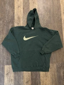 Vintage 90s Nike Swoosh Green Made In USA Hoodie Sweatshirt Sz XL - Picture 1 of 6
