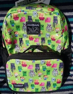 MINECRAFT Mochila + Juego de Fiambrera NUEVA Bolsa de Libros Fiambrera Desmontable Nueva con Etiquetas Sprites - Imagen 1 de 5