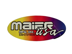 mAIER MFG INC USA OVAL STICKER VINTAGE MOTORCYCLE POWERSPORT DECAL neocurio - Picture 1 of 5