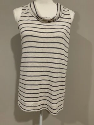 Lou & Grey Loft Signature Soft Striped Cowl Neck Tank Top XS Gray Blue - Изображение 1 из 4
