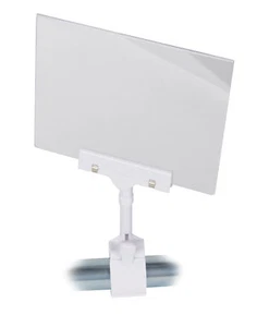 SSWBasics Acrylic Sign Holder with Clamp - 5 1/2"W x 7”H - Set of 3 - Acrylic - Picture 1 of 2