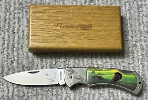 ROB STINE TRACKS AFIELD WILD TURKEY MAGNUM LOCKBACK POCKET KNIFE #6538 & OAK BOX - Picture 1 of 9