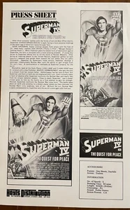 Superman lV - The Quest for Peace 1987 Australian Cinema Press Sheet - FREE POST - Bild 1 von 1