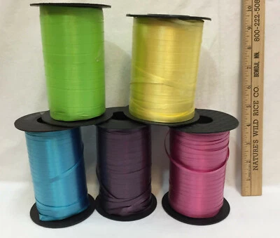 Berwick Curling Ribbon Spools Balloons Yellow Purple Pink Green & Blue Lot 5 USA - Image 1 of 2