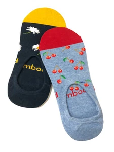 Bamboozld WOMENS Cherry&Daisy 2 Packs BAMBOO SOCKS No-show Heel Grip size 9-11 - Picture 1 of 2