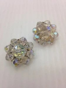 Vintage klare Kristall facettierte Perlen Clip Ohrringe - Bild 1 von 7