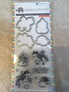 Clear Acrylic Stamp & Die Set by Mama Elephant Over the Rainbow Unicorn SC0784 - Picture 1 of 2