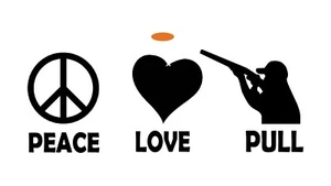Skeet Sport Trap Shooting Black Decal Sticker for Auto Peace Love Pull BG859BK - Picture 1 of 3