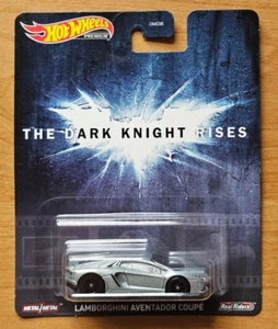 GJR43-4B10 HOTWHEELS LAMBORGHINI AVENTADOR COUPE SILVER THE DARK KNIGHT RISES - Picture 1 of 2