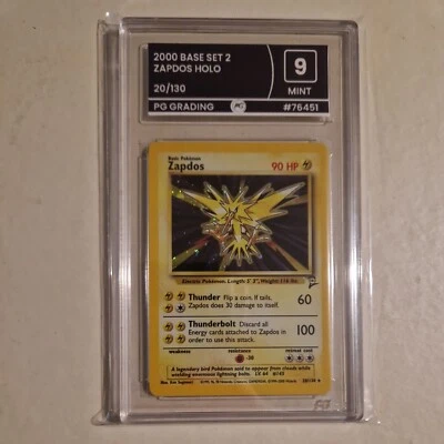 PGG 9 Zapdos Pokemon Card 20/130 Base Set 2 Rare Holo MINT Condition 2000 WOTC - Image 1 of 2
