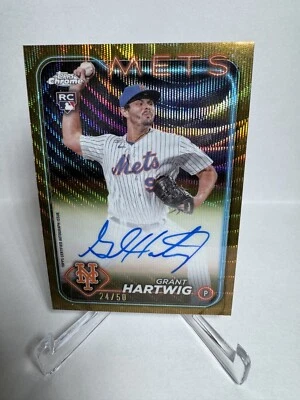 2024 Topps Chrome Grant Hartwig Gold Wave Refractor Auto /50 Mets #RA-GH - Image 1 of 4