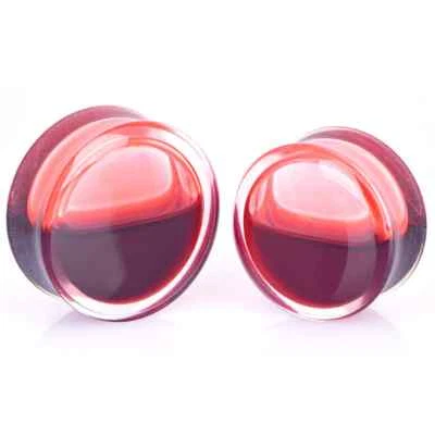 Punk Ear Plugs Acrylic Red Blood Ear Flesh Tunnels Expanders Lobe Stretcher - Image 1 of 4