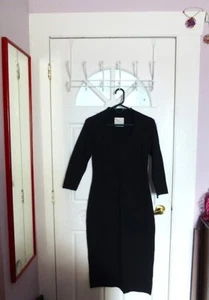 SEXY BLACK ~ RAW EARTH WILD SKY ~ XS ORGANIC COTTON BLEND BODYCON PENCIL DRESS - Picture 1 of 10