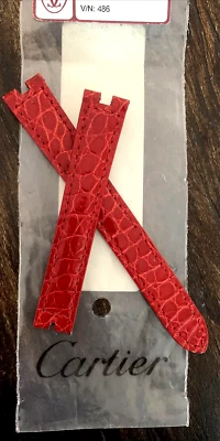 Cartier Must Watch Strap 14 x 12 KD24HF02 Caiman Alligator Shiny Red 105/75 - Image 1 of 4