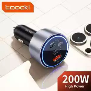 Toocki 200W USB C Car Charger QC 3.0 PD Type C Fast Charging For iPhone Samsung - Picture 1 of 7
