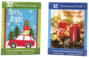 NOS LOT of 2 Boxes 64 Inspirational Christmas Cards with Envelopes 16 Designs - Picture 1 of 9