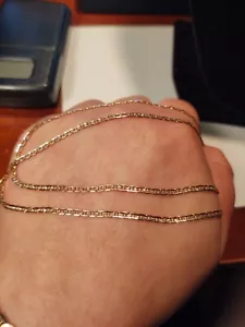 Massive 14K zweifarbige Gelb & Weißgold Mariner Kette Diamantschliff 18" 3,3 g & 2 mm - Bild 1 von 12