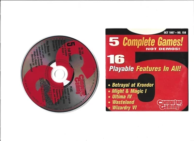 Computer Gaming World Demo Disk Oct. 1997 #159 5 Complete Games + demos - Image 1 of 2