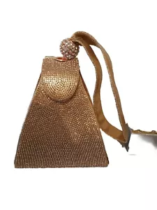 Occassion Pyramid Handbag. Rose Gold. Rhinestone. Top Handle. Magnetic Closure. - Picture 1 of 9
