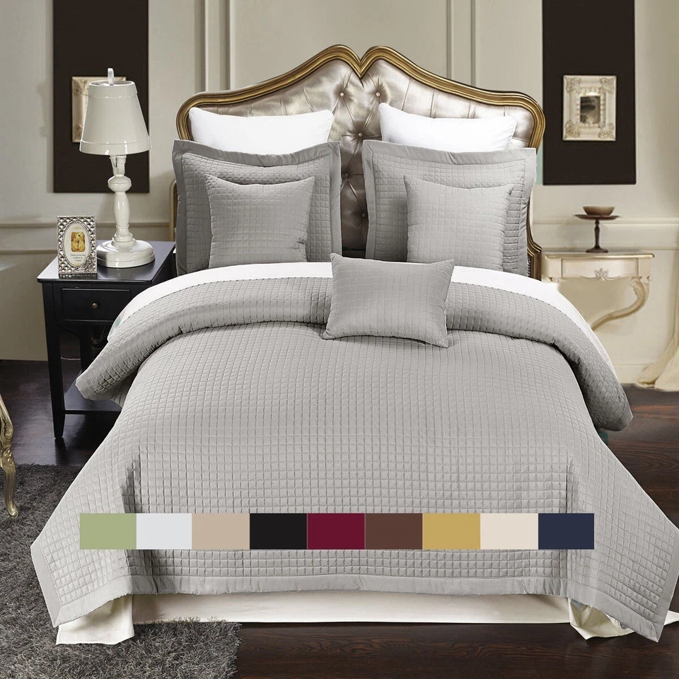 Checkered Style Soft and Plush Coverlet 2-3PC Set Bedspread Extra Soft Bed Cover - Image 1 of 2