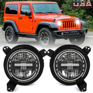 Round LED Headlights Hi-Lo Lamp 9" Bracket For Jeep Wrangler JL 18+ Gladiator JT - Bild 1 von 16