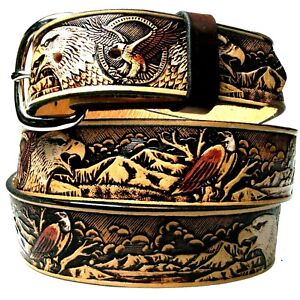 Eagle design belt, Genuine Leather,100%Top Grain,1 1/2"wide,US Sell&Mad.H.tool 