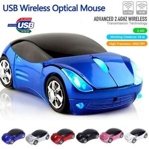 Gaming LED Lighting 2.4GHz Wireless Mouse Mice 3D Car Shape For PC Laptop