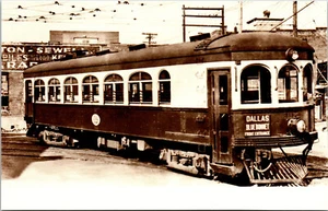 Blue Bonnet Dallas Texas Interurban Railway Postcard Trolley RPPC Reprint - Bild 1 von 2