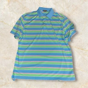 Peter Millar Summer Comfort Polo Shirt Mens Large Colorblock Easter Pastel EUC - Picture 1 of 5