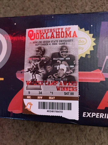 2004 Oklahoma Sooners Minnesota Viking Adrian Peterson College Debut Ticket Stub Cover