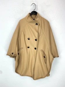French Connection Poncho hellbraun Knopfleiste Wolle-Kaschmir-Mischung Größe 14 - Bild 1 von 8