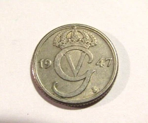 Sweden 1947 25 Ore Coin - Picture 1 of 5