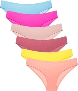 6 Pack Women's Invisible Seamless Bikini Underwear Half Back Coverage Panties- M - Picture 1 of 21