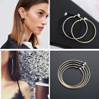 Pad Gold Silver Black Clip On Ear Earrings Hoops Big Circle Without Piercing