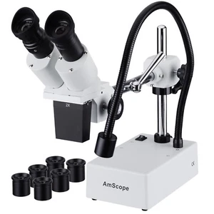 Microscopio estéreo de campo ancho 10X-20X-30X-40X con soporte para brazo de pluma + luz de incidente LED - Imagen 1 de 3