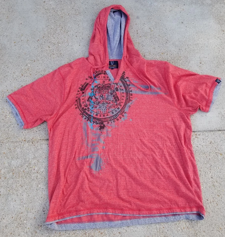 Quilted Giraffe V Neck Hoodie T Shirt Red Size 5X - Image 1 of 4