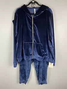 Fabletics Velour Tracksuit Plus Size Blue Daria Jogger (3X) Donna Hoodie (4X) - Picture 1 of 7