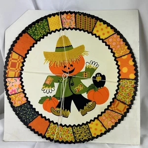 Vintage 70er Jahre Halloween Tischsets 7er Set Strukturpapier Kreise 24" Orange - Bild 1 von 6