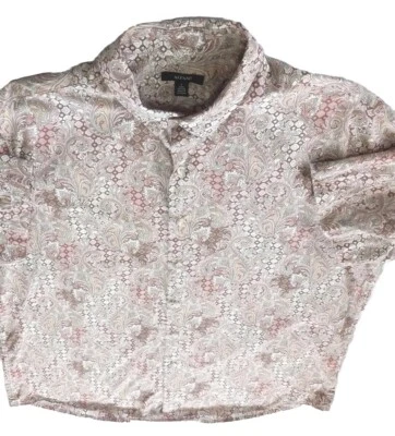 Camisa de hombre Alfani manga corta con botones talla grande cachemira rosa marrón algodón Foto 1 de 4