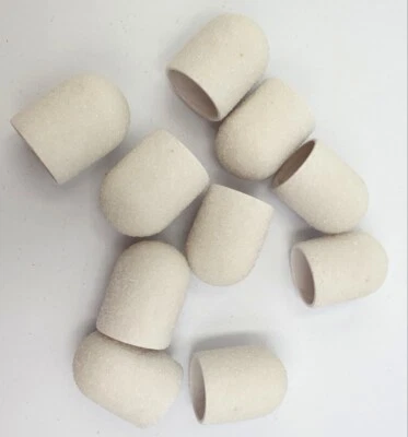 10 Schleifkappen Deluxe Körnung  60 Ø 13 mm Long Life Schleifhülsen Fußpflege W - Bild 1 von 4