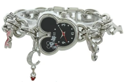 Disney cute Women's Mickey Mouse Shaped Dial Charm Bracelet Black dial Watch - Image 1 of 3