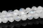 4MM Natural Rainbow Moonstone Tourmaline inclusions Grade A+ Faceted Round Beads