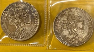 (2) Mexico 1968 Olympics .720 Silver 25 Pesos - Picture 1 of 5