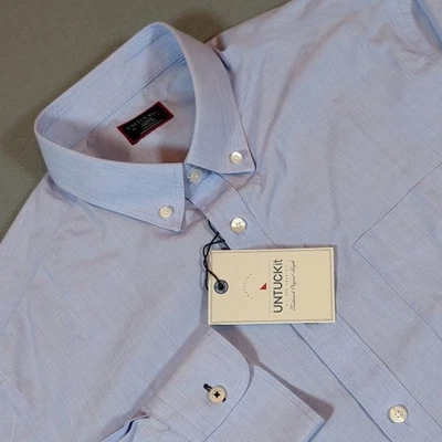 UNTUCKit Hillside Select Mens Large Blue Stripe Wrinkle Free Button Down Size L - Image 1 of 4