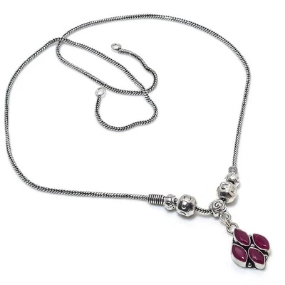 Kashmir Ruby(Simulated) Gemstone(Simulated) Gemstone Handmade Necklace 18" n937 - Image 1 of 2