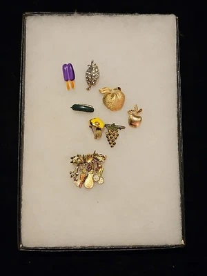 Vintage " Food" Brooch Lot of 8. 1 signed Coro - Image 1 of 4