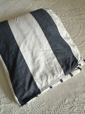 Nautica Duvet Cover Navy White Stripe Reversible Full Queen Bed - Image 1 of 4