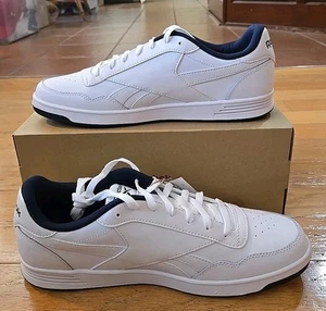 Reebok Court Advance Sneakers Leather Tennis Shoes White/Navy Men’s Sz 12.5M - Picture 1 of 9