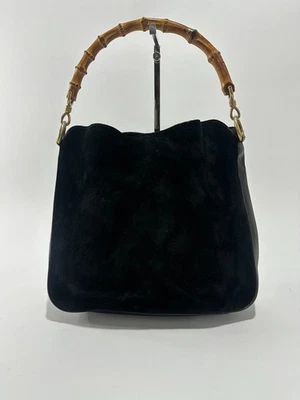 Bolso de Mano GUCCI Vintage Gamuza Bambú Asa Superior Negro Foto 1 de 4
