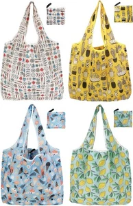 Reusable Foldable Shopping Bags, 4 Pack - Lightweight And Summer 4 - Picture 1 of 5